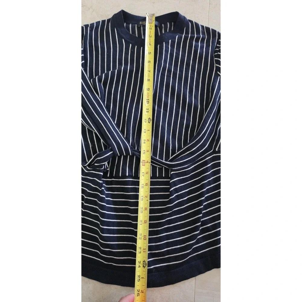 Brooks Brothers Navy Pinstripe Sweater Belted Preppy Old Money Supima Cotton‎ M